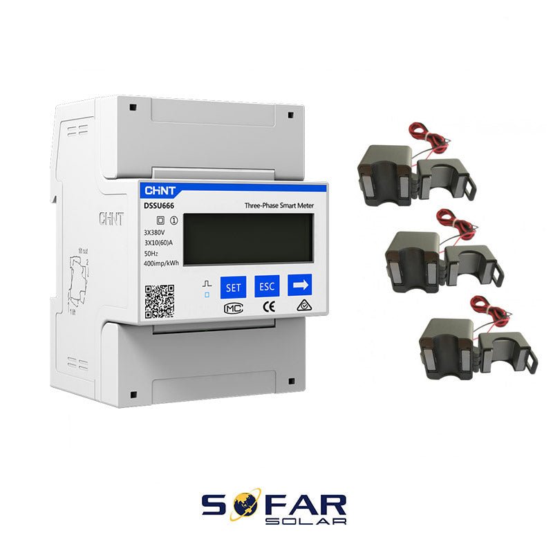 Contor trifazat CHiNT, Power meter, DTSU666, three - phase smart meter, Smart Power Sensor + 3 x CT split core 5/200A (SOFAR SOLAR) - Giaul