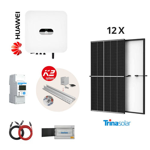[FULL KIT 5 kW Huawei] Sistem fotovoltaic monofazat on - grid hibrid cu 12 panouri Trina Solar 405 W - Giaul