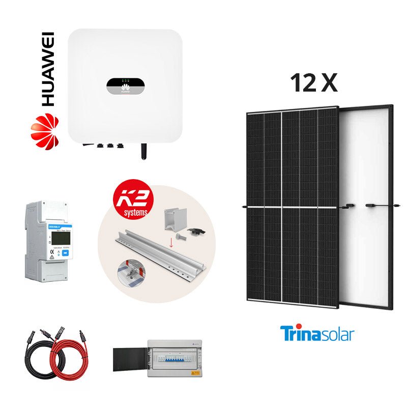 [FULL KIT 6 kW Huawei] Sistem fotovoltaic monofazat on - grid hibrid cu 12 panouri Trina Solar 510 W - Giaul