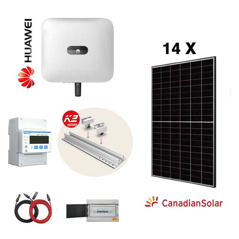 [FULL KIT 6 kW Huawei] Sistem fotovoltaic Trifazat on - grid hibrid cu 14 panouri Canadian Solar 410 W - Giaul