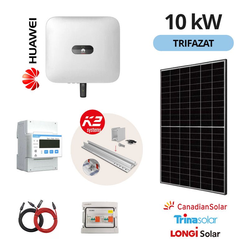 KIT 10 kW, Sistem Fotovoltaic Trifazat, Invertor Hibrid Huawei, Panouri Premium - Giaul