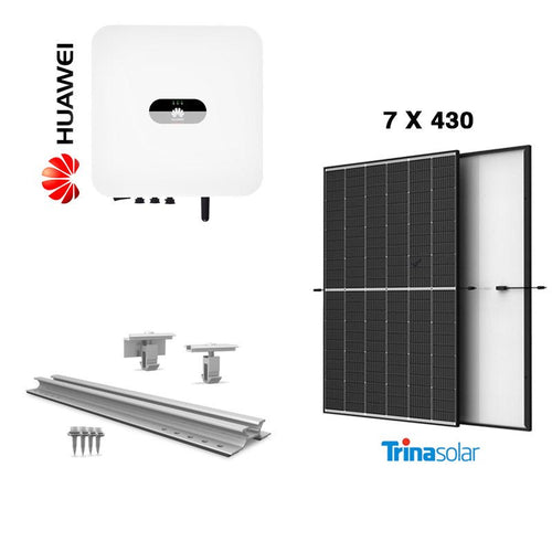 [KIT 3 kW Huawei] Sistem fotovoltaic monofazat on - grid hibrid cu 7 panouri Trina Solar 430 W - Giaul